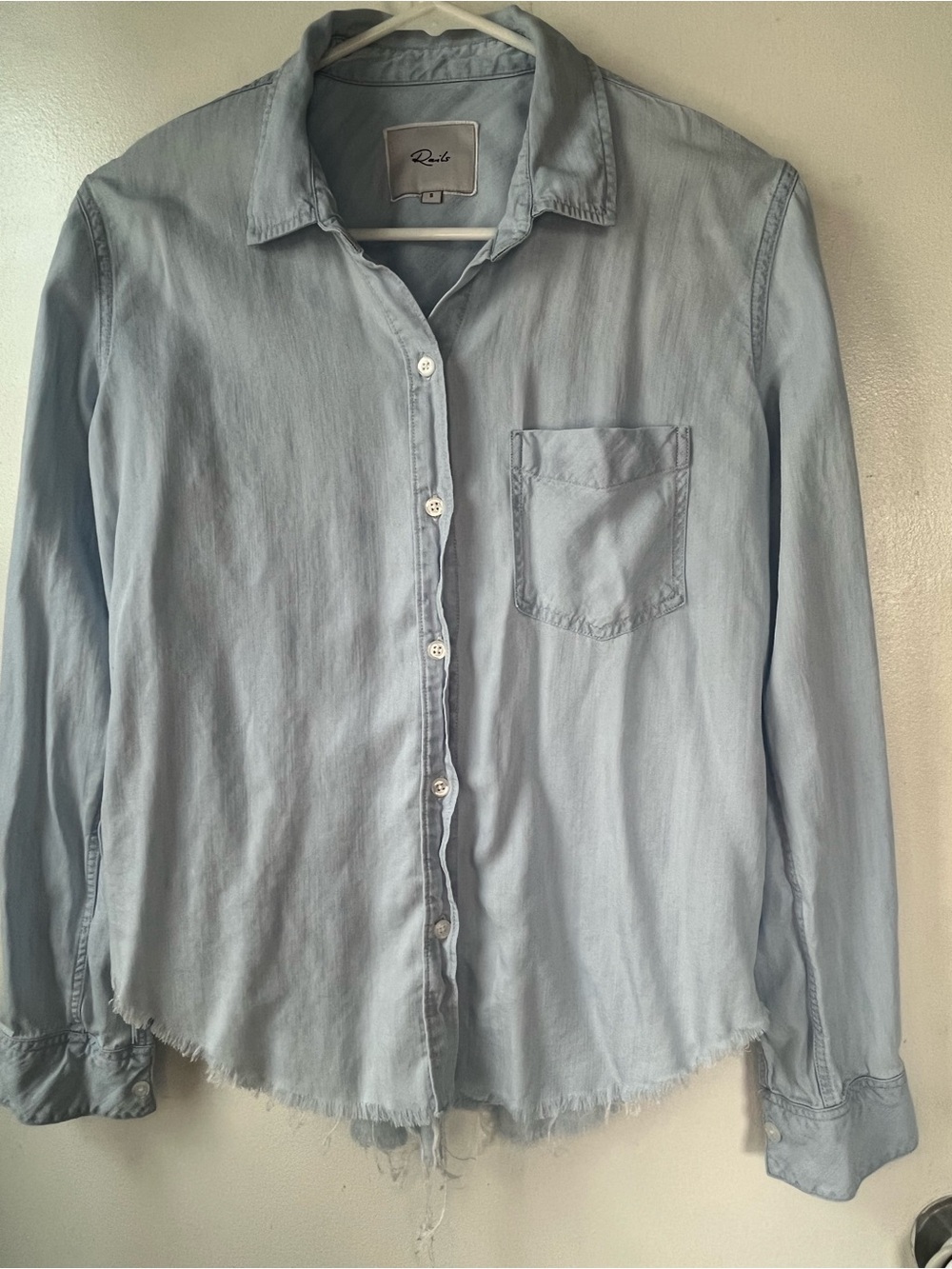 Rails Pale Blue Casual Button-Down Shirt with Chest Pocket